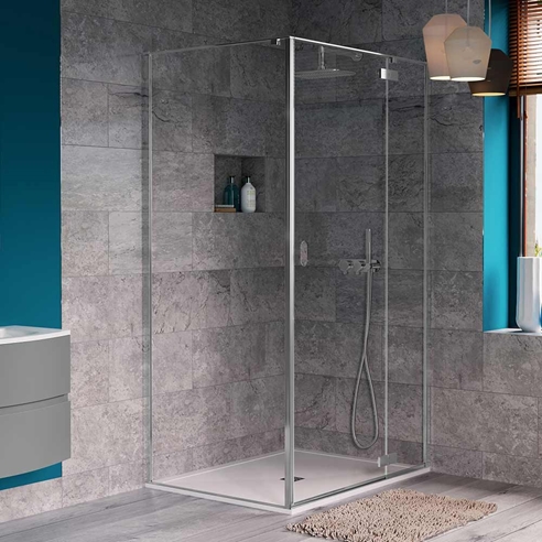 Crosswater Svelte 8mm Easy Clean 2m Tall Hinged Shower Door with Inline Panel & Optional Side Panel