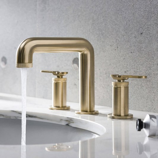 Crosswater Union 3 Hole Basin Mixer Tap with Levers - Brushed Brass