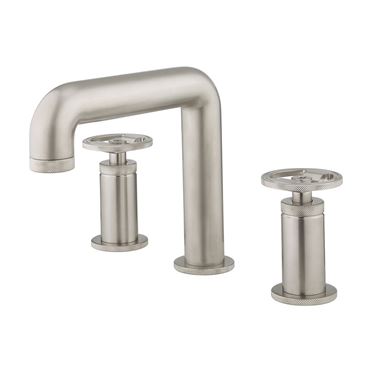 Crosswater Union 3 Hole Basin Mixer Tap with Wheels - Brushed Nickel
