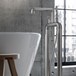 Crosswater Union Floorstanding Bath Shower Mixer Tap with Wheels - Brushed Nickel