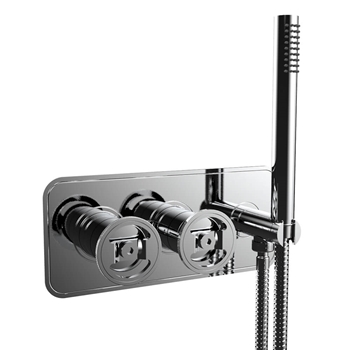 Crosswater Union 2 Outlet Concealed Thermostatic Bath Shower Valve with Wheels & Shower Handset - Chrome