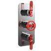 Crosswater Union 3 Outlet 3 Handle Concealed Thermostatic Shower Valve with Red Wheel & Levers - Chrome