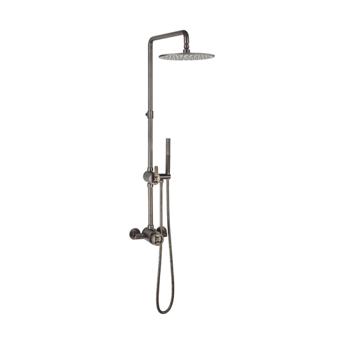 Crosswater Union Thermostatic Exposed Shower Kit with Fixed Head & Handset - Brushed Black Chrome