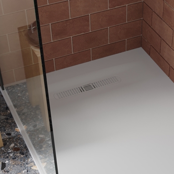 Crosswater Vito 25mm Dolomite Stone Resin Square Shower Tray with Linear Waste Position - 900 x 900mm