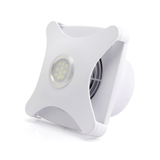 Drench Concealed Wall or Ceiling Mounted Extractor Fan with Light - White