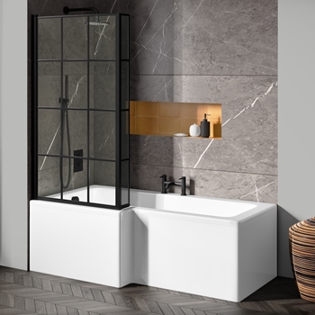 Drench L Shaped Shower Bath with Panel and Shower Screen - 1700mm