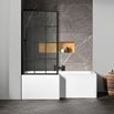 Drench 1700 L-Shaped Shower Bath & Square Black Framed Screen With Fixed Return with Panel - Left Hand