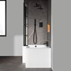 Drench 1700 L-Shaped Shower Bath & Square Black Framed Screen With Fixed Return with Panel - Left Hand