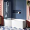 Drench 1700 P-Shaped Lucite® Shower Bath with Front Panel and Shower Screen