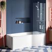 Drench 1700 P-Shaped Lucite® Shower Bath with Front Panel and Shower Screen
