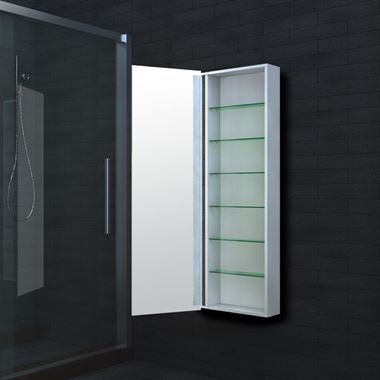Tall Bathroom Storage Unit, Tall Slim Mirrored Cabinet