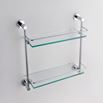 Drench Round Chrome Plated Brass & Glass Double Shelf -410mm