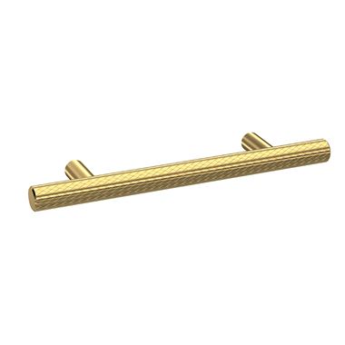 Drench Brushed Brass Knurled T Bar Furniture Handle - 96mm Centres