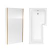 Drench L Shaped Shower Bath with Brushed Brass Shower Screen & Panel - 1500mm