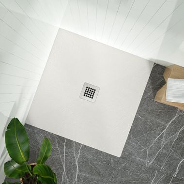 Drench Naturals Light Grey Thin Slate-Effect Square Shower Tray - 900 x 900mm
