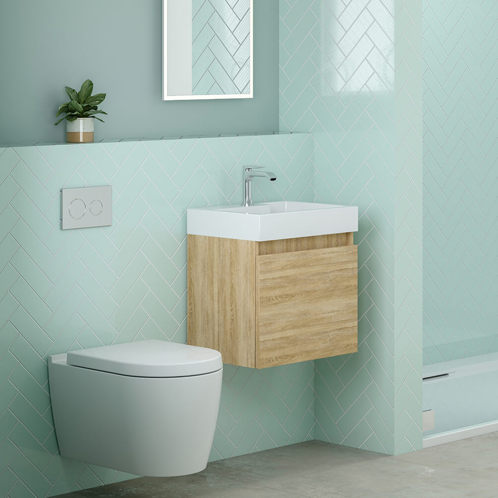 Minimalist Cabinet Wall Mounted Vanity Unit & Basin Bathroom Cloakroom 