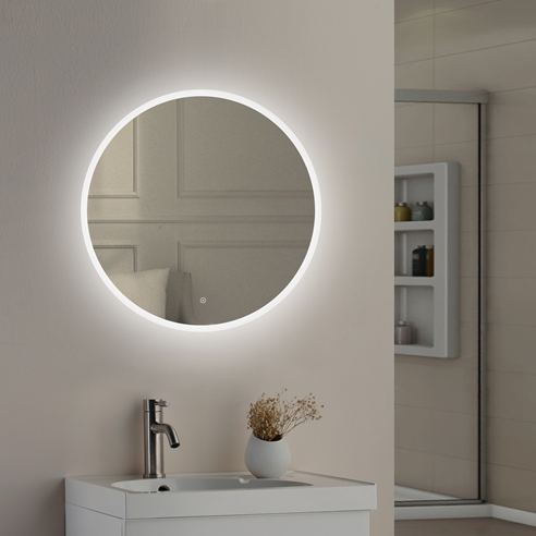 Nicole LED Illuminated Round Slimline Bathroom Mirror with Demister Pad & Colour Change LEDs - 600mm & 800mm