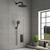 Drench Noir Matt Black Round Concealed Shower System with Fixed Head & Wall Mounted Shower Handset
