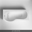 Drench P Shaped Shower Bath, Curved Screen with Rail & Front Panel - Left Hand - 1500mm
