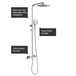 Drench Square Telescopic WRAS-Approved Thermostatic Rigid Riser Shower Set with Slim Head