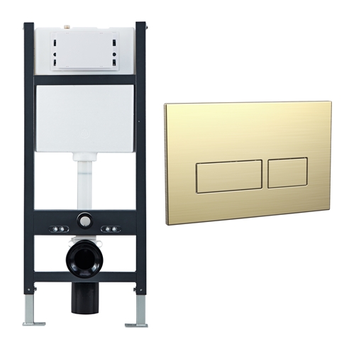 Drench Wall Hung Toilet Frame, Pneumatic Concealed Cistern & Dual Flush Plate with Angular Buttons