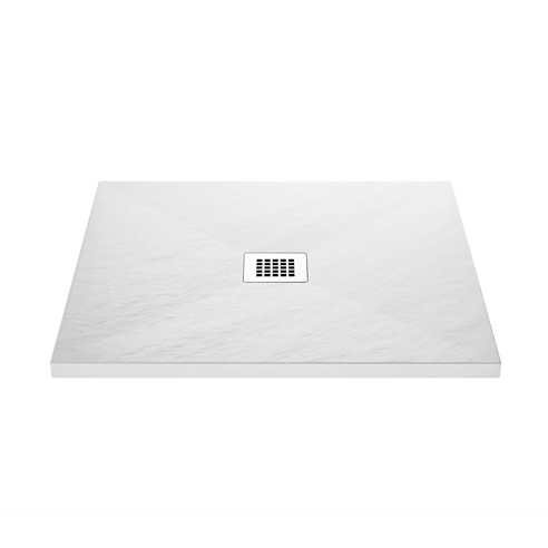 Drench Naturals White Thin Slate-Effect Square Shower Tray - 900 x 900mm