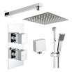 Drew Square Concealed Shower Valve with Fixed Head & Slide Rail Kit - 360mm Ceiling Arm - 400mm Head