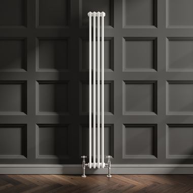 EliteHeat Vertical Designer 3 Column Style White Radiator - 1800mm Tall