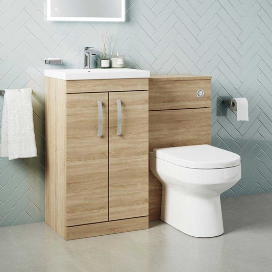 Emily 1000mm Combination Bathroom, Wooden Toilet And Sink Vanity Unit