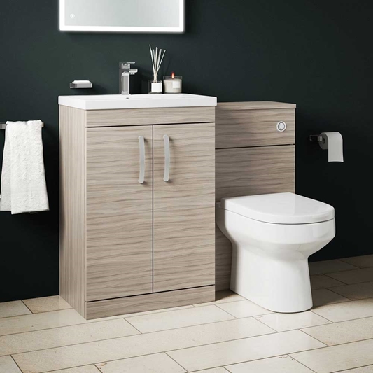 Emily 1100mm Combination Bathroom, Wooden Toilet And Sink Vanity Unit