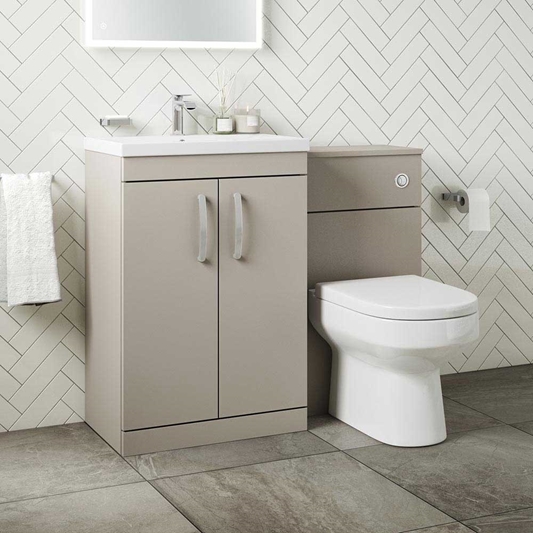 Emily 1100mm Combination Bathroom Toilet Sink Unit Stone Grey Drench - Grey Bathroom Sink Cupboard