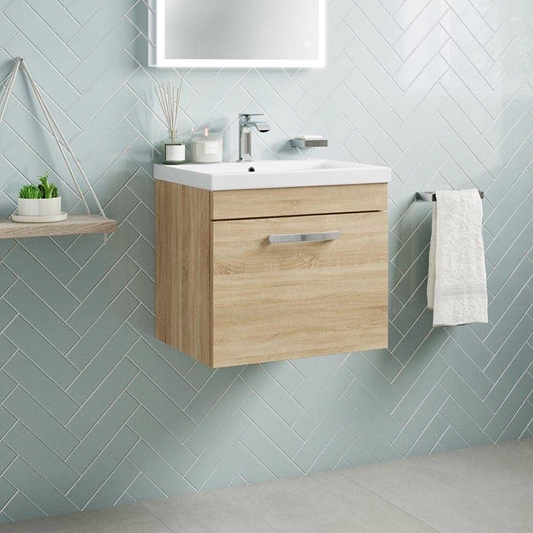 Emily 500mm Wall Mounted 1 Drawer, Small Bathroom Sink Vanity Units
