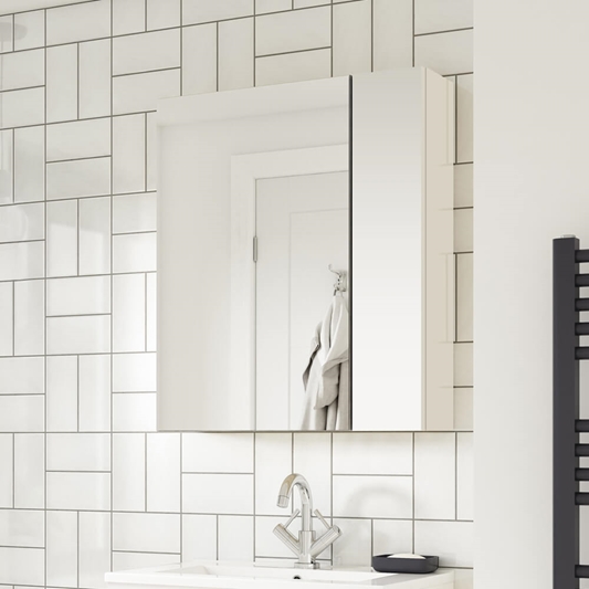 Drench Emily 600mm Mirror Cabinet With Offset Door - Slimline Bathroom Mirror Wall Cabinet