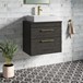 Emily Hacienda Black Wall Mounted 2 Drawer Vanity Unit and Countertop with Brushed Brass Handles