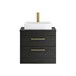 Emily Hacienda Black Wall Mounted 2 Drawer Vanity Unit and Countertop with Brushed Brass Handles