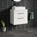 Emily Gloss White Wall Mounted 2 Drawer Vanity Unit and Countertop with Matt Black Handles