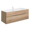 Crosswater Glide II 100 Wall Hung Windsor Oak Vanity Unit with Cast Mineral Marble Basin - 1 Tap Hole
