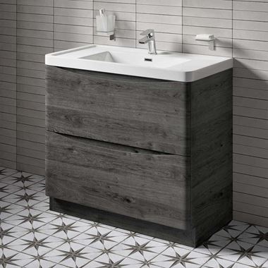 Grey Vanity Units Bathroom, Grey Wood Effect Bathroom Vanity Unit