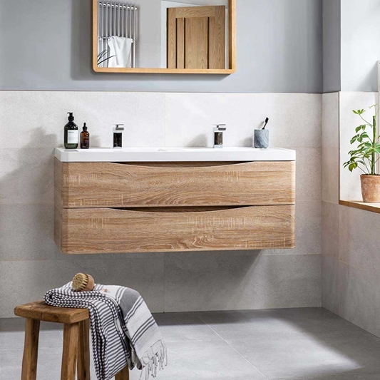 Harbour Clarity 1200mm Wall Mounted, Solid Wood Double Bath Vanity Unit