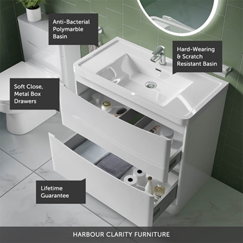 Harbour Clarity 900mm Floorstanding Vanity Unit & Basin