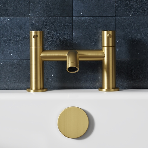 Harbour Clarity Brushed Brass Deck Mounted Bath Filler | Drench