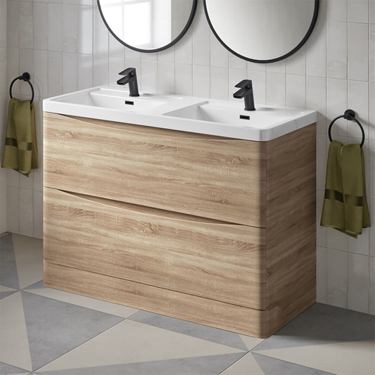 Harbour Clarity 1200mm Floorstanding Vanity Unit Double Basin Drench - Double Basin Vanity Unit Bathroom Design