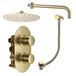 Habour Clarity Brushed Brass Shower Package with 2 Outlet Valve, Fixed Head & Arm and Overflow Bath Filler