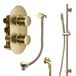 Habour Clarity Brushed Brass Shower Package with 2 Outlet Valve, Slide Rail Kit and Overflow Bath Filler