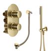 Habour Clarity Brushed Brass Shower Package with 2 Outlet Valve, Wall Shower Kit and Overflow Bath Filler