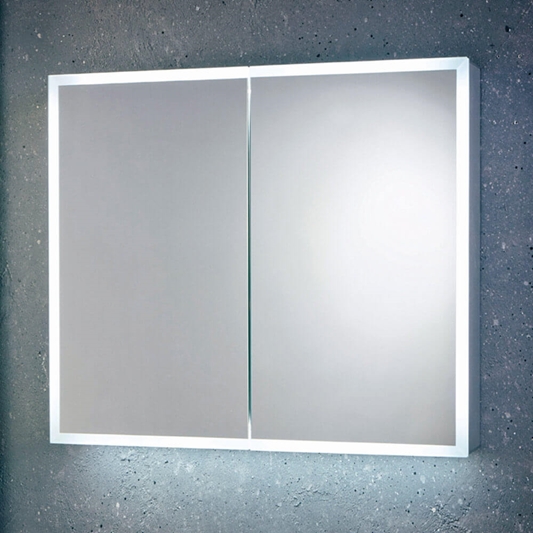 Harbour Glow Led Mirrored Cabinet With, Mirrored Corner Bathroom Cabinet With Shaver Socket