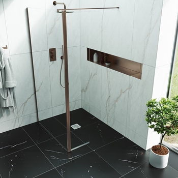 Harbour i10 10mm Easy Clean 2m Tall Wetroom Panel & Hinged Return Panel - Brushed Bronze