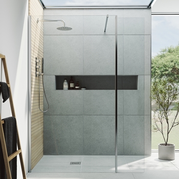 Harbour i10 10mm Easy Clean 2m Tall Wetroom Panel & Hinged Return Panel - Chrome
