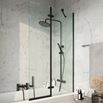 Harbour i6 Easy Clean Matt Black Hinged Bath Screen with Fixed Inline Panel - 1500 x 875mm