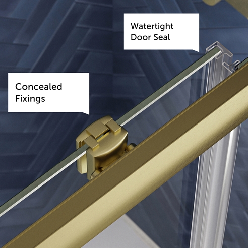 Harbour i6 Easy Clean Brushed Brass 6mm Sliding Shower Door & Optional Side Panel